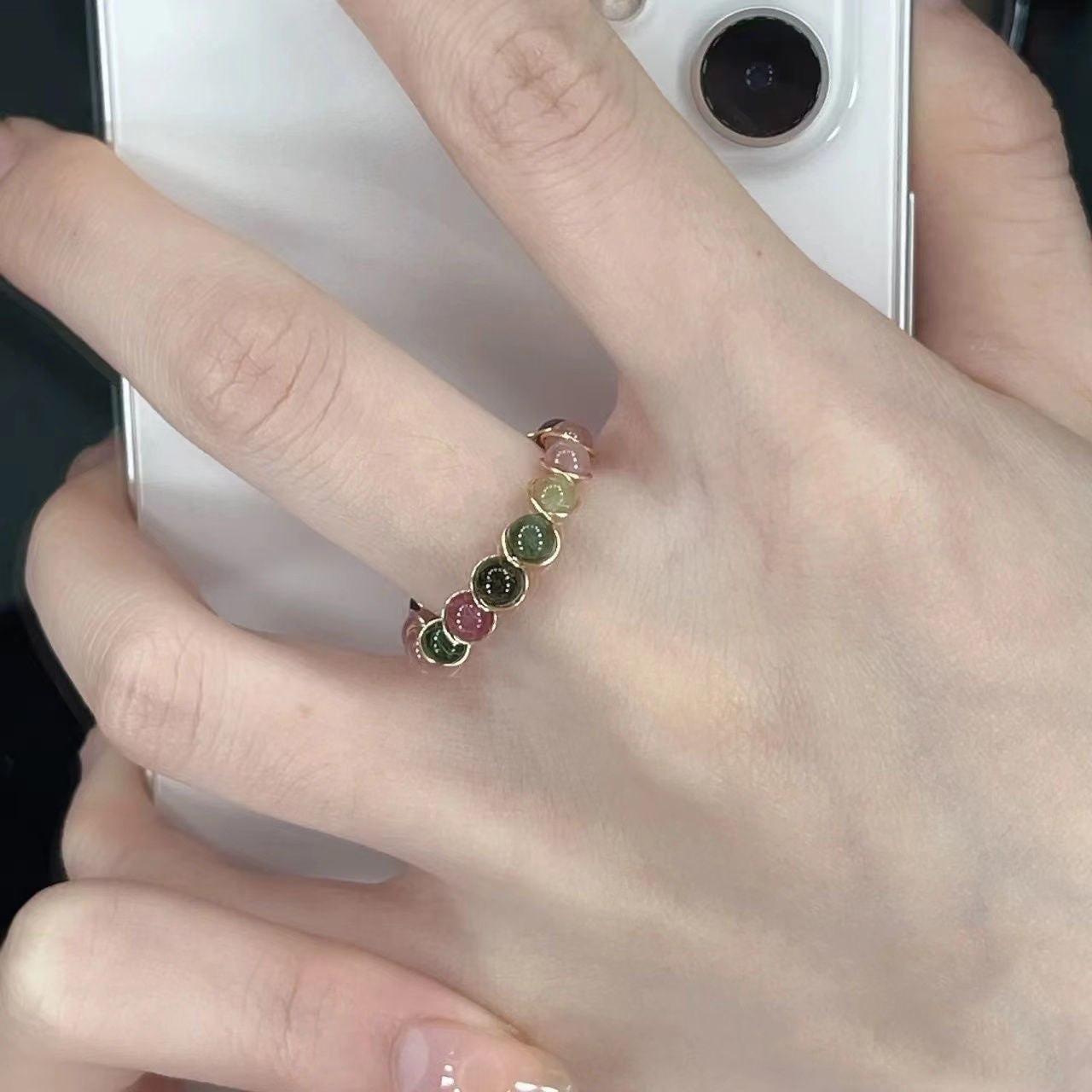 Rainbow tourmaline ring