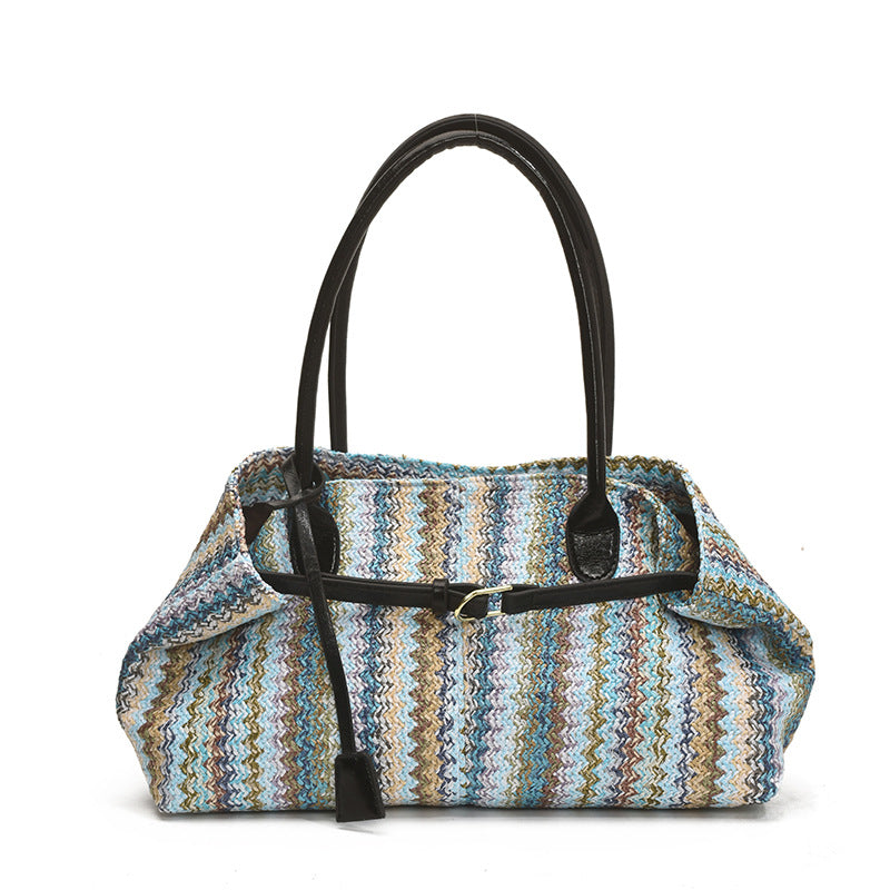 Rainbow Woven Tote Bag for Women