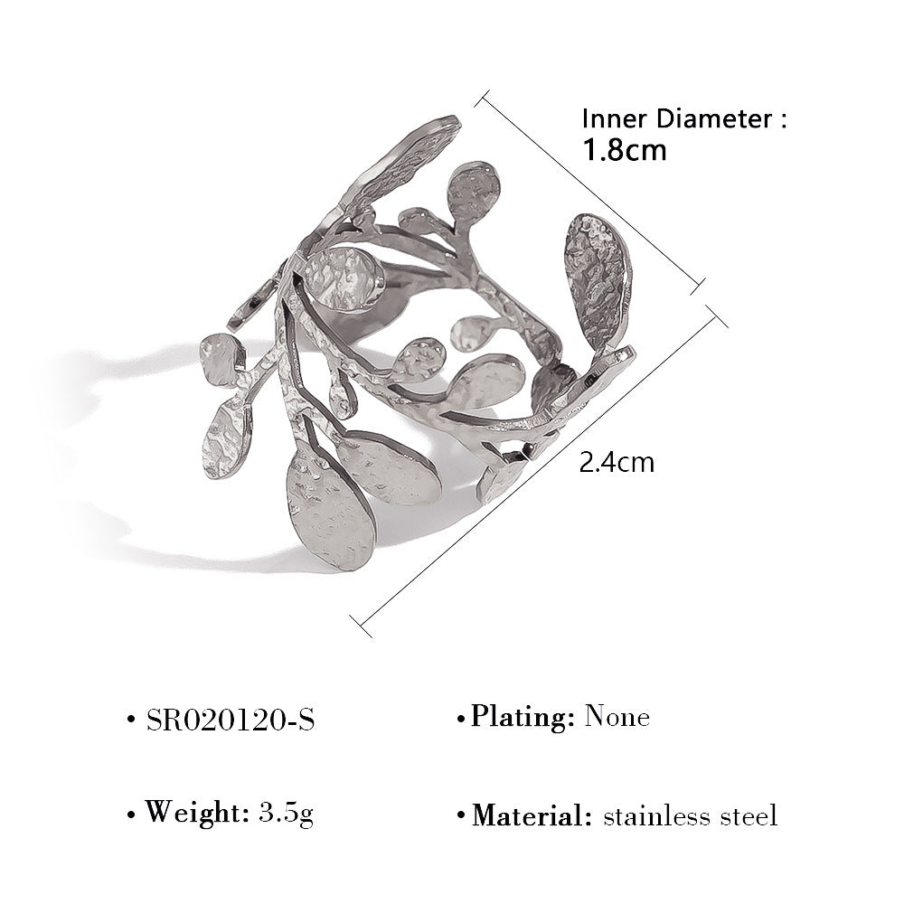 Rainbow Zircon Leaf Ring