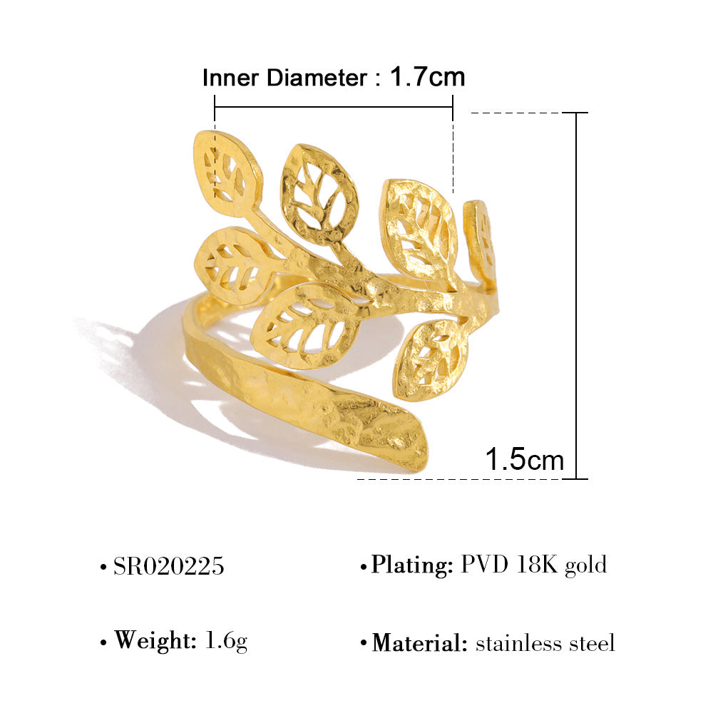 Rainbow Zircon Leaf Ring