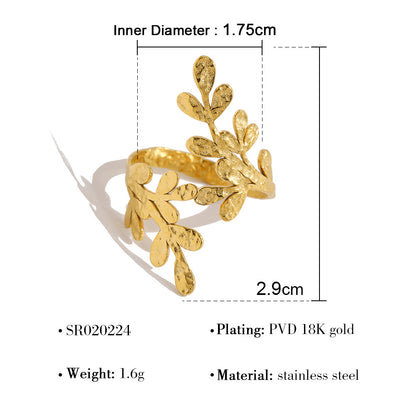 Rainbow Zircon Leaf Ring
