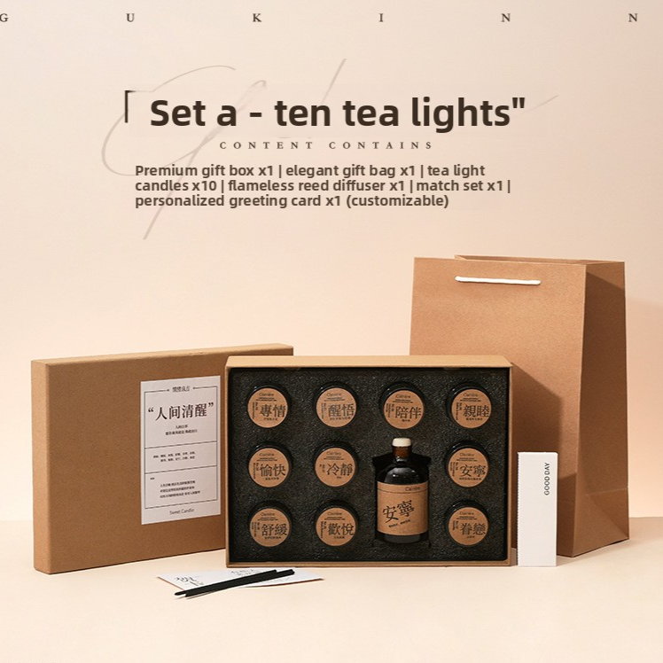 Rattan Aromatherapy Gift Set with Candles and Fireless Diffuser