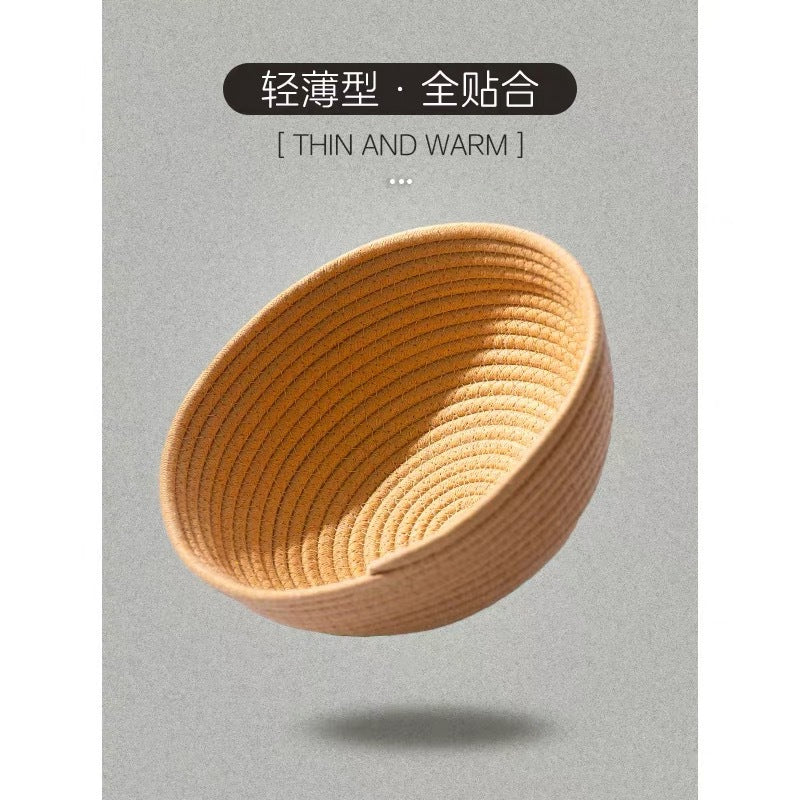 Rattan Cat Bed with Scratching Surface