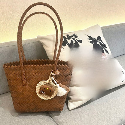 Rattan hand-held woven bag