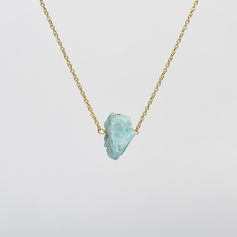 Raw Crystal Stone Necklace with Gold Chain