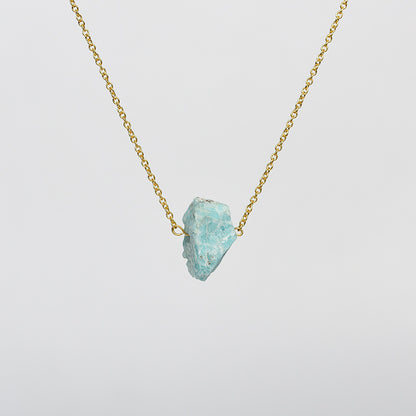 Raw Crystal Stone Necklace with Gold Chain