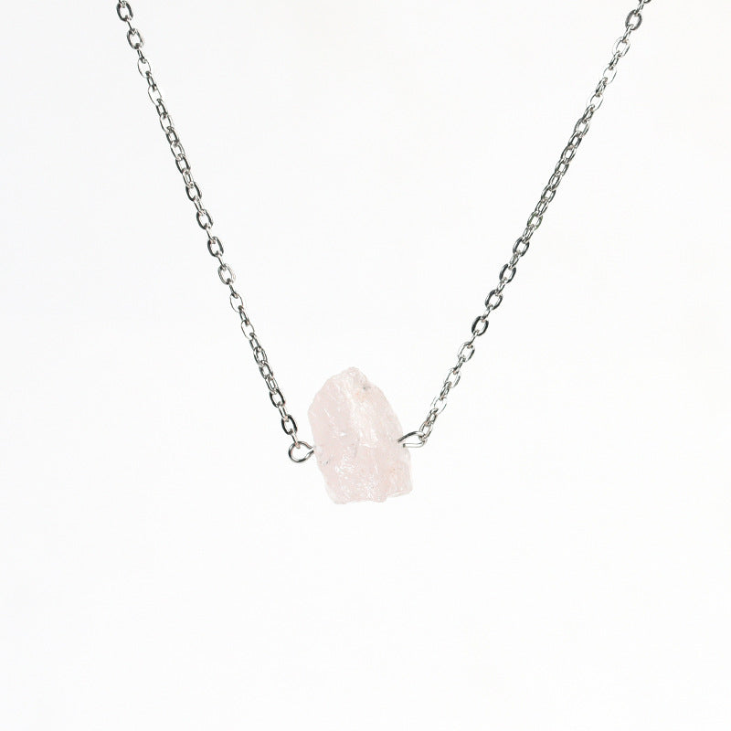 Raw Crystal Stone Necklace with Gold Chain