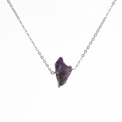 Raw Crystal Stone Necklace with Gold Chain