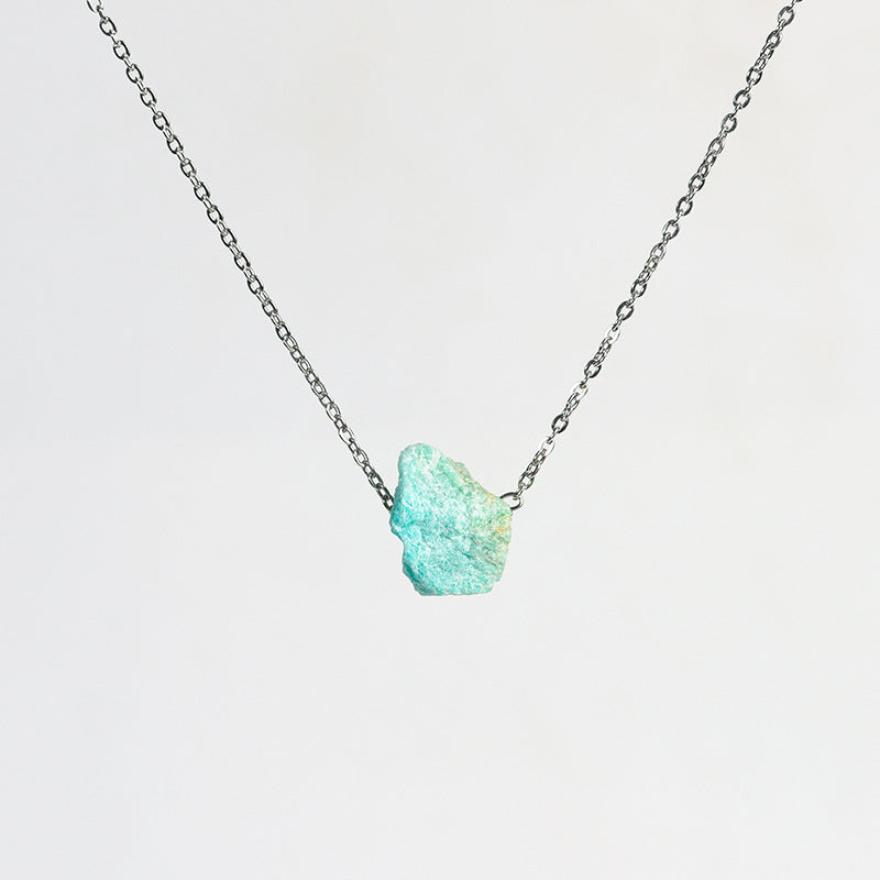 Raw Crystal Stone Necklace with Gold Chain