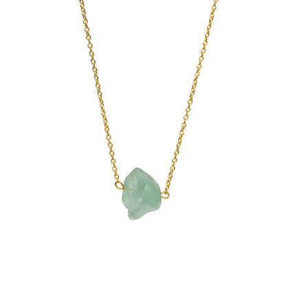 Raw Crystal Stone Necklace with Gold Chain