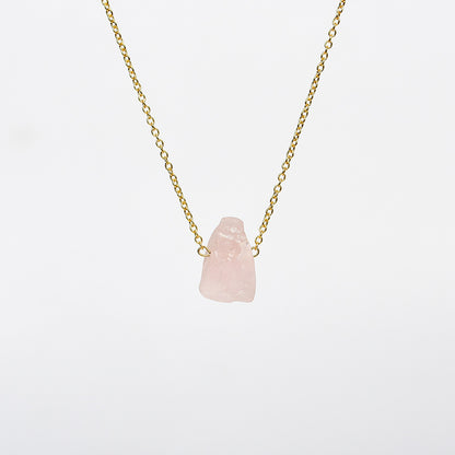 Raw Crystal Stone Necklace with Gold Chain