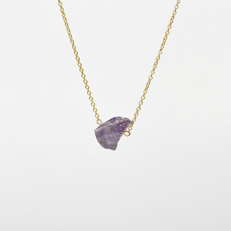 Raw Crystal Stone Necklace with Gold Chain