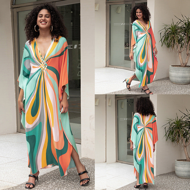 Rayon Printed Beach Cover Up Dress