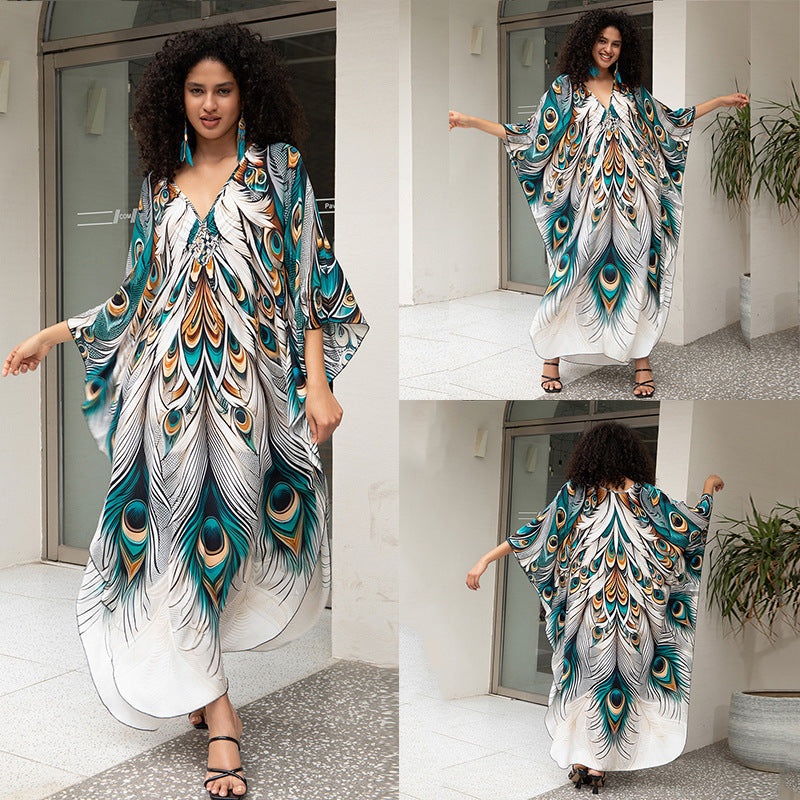 Rayon Printed Beach Cover Up Dress