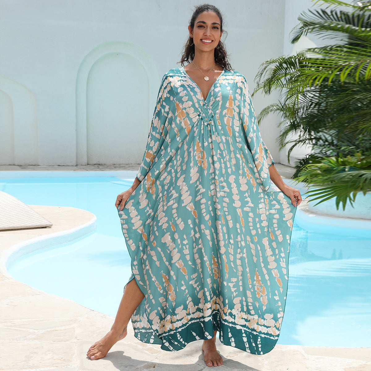 Rayon Printed Beach Cover Up Dress