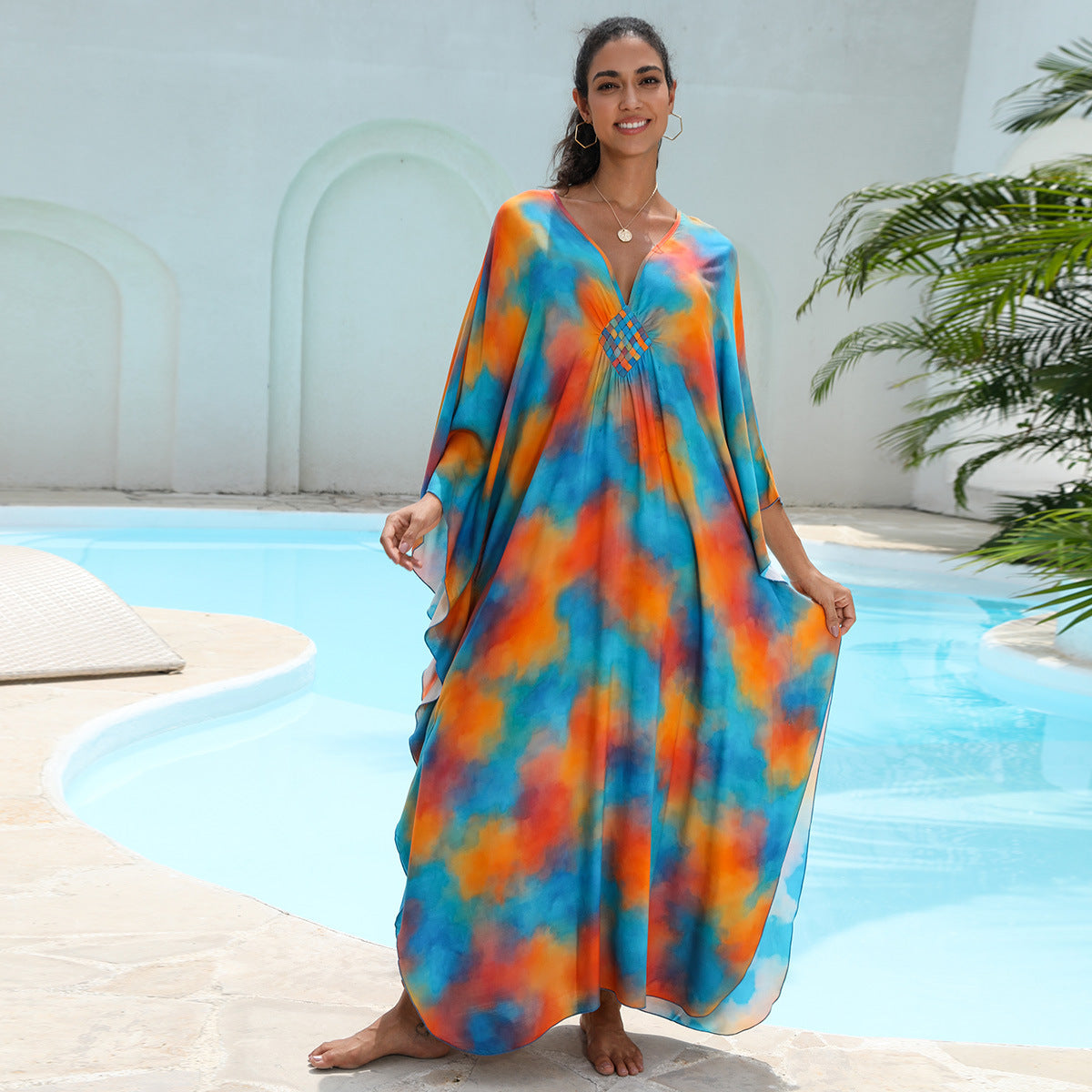 Rayon Printed Beach Cover Up Dress