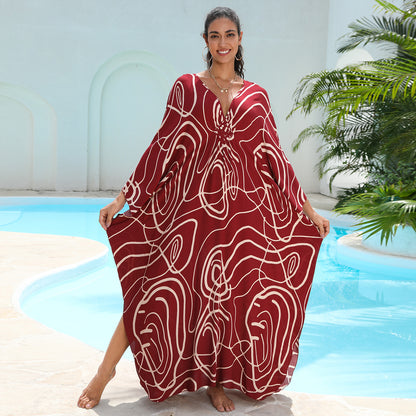 Rayon Printed Beach Cover Up Dress