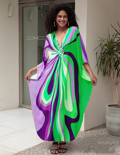 Rayon Printed Beach Cover Up Dress