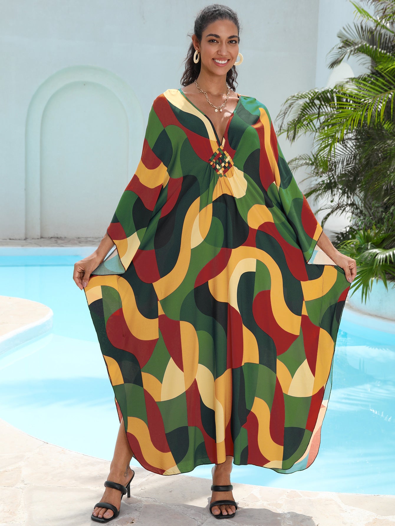 Rayon Printed Beach Cover Up Dress