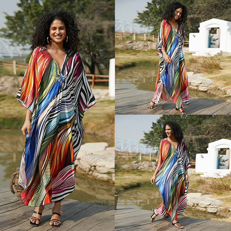 Rayon Printed Beach Cover Up Dress
