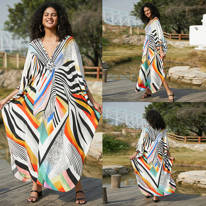 Rayon Printed Beach Cover Up Dress