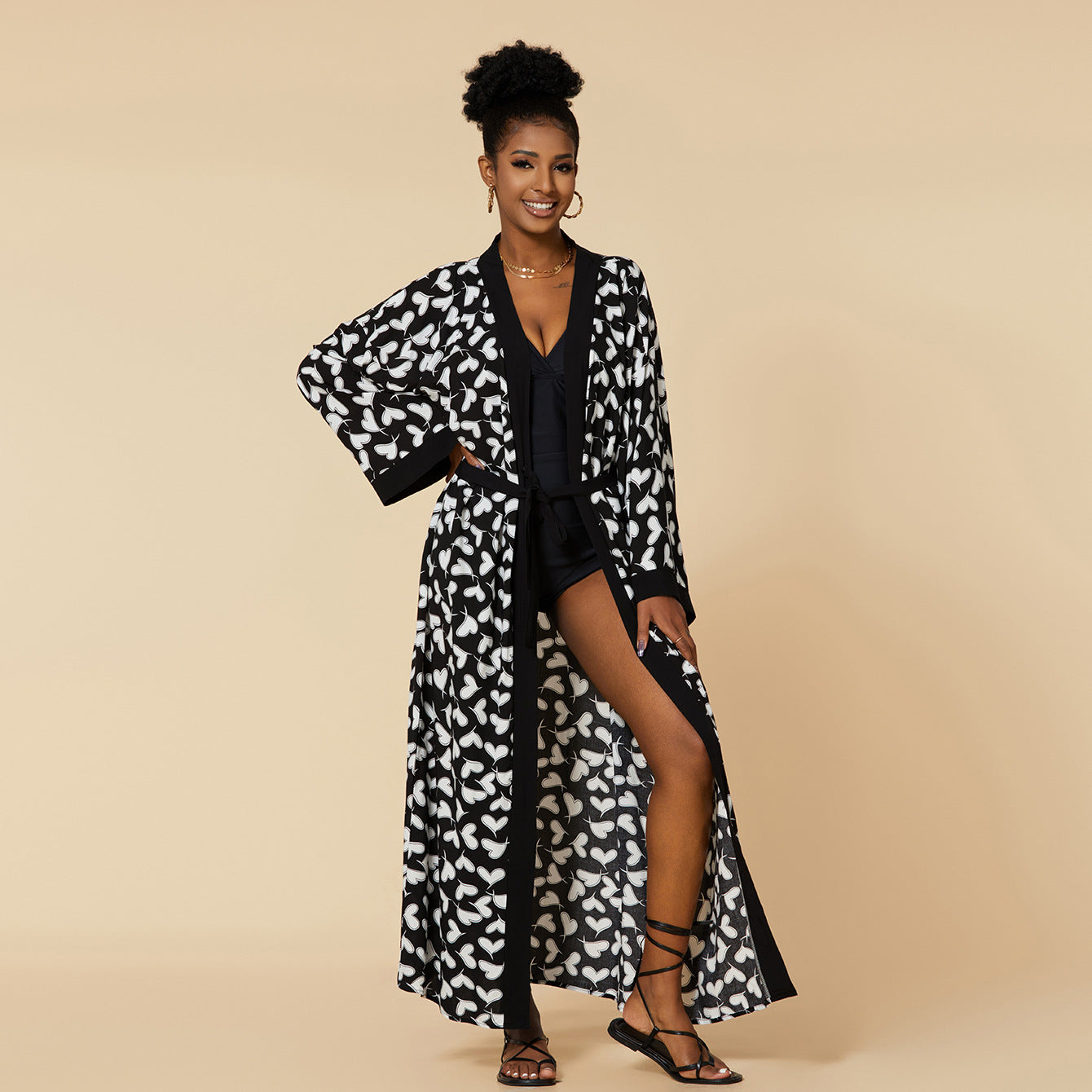 Rayon Printed Beach Cover-Up Loose Shirt Dress