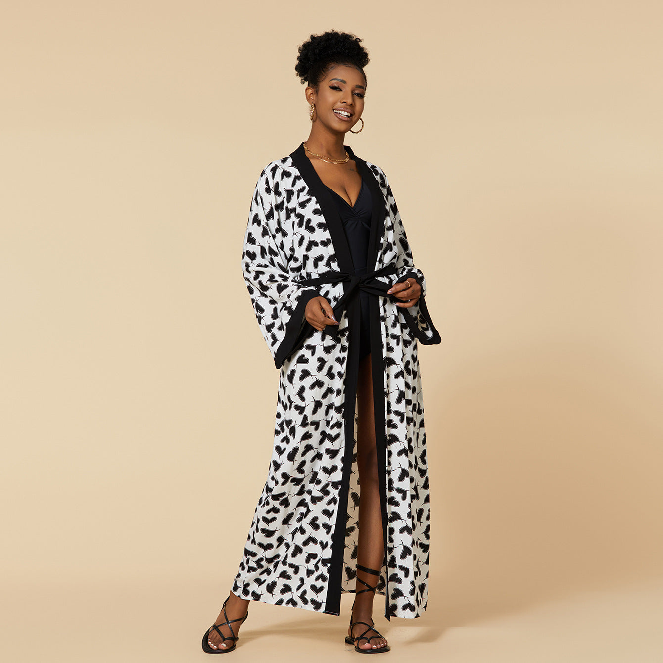 Rayon Printed Beach Cover-Up Loose Shirt Dress