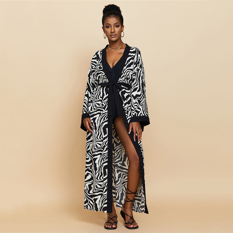 Rayon Printed Beach Cover-Up Loose Shirt Dress