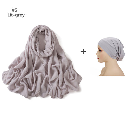 Rayon Scarf and Elastic Cap Set