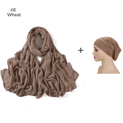 Rayon Scarf and Elastic Cap Set
