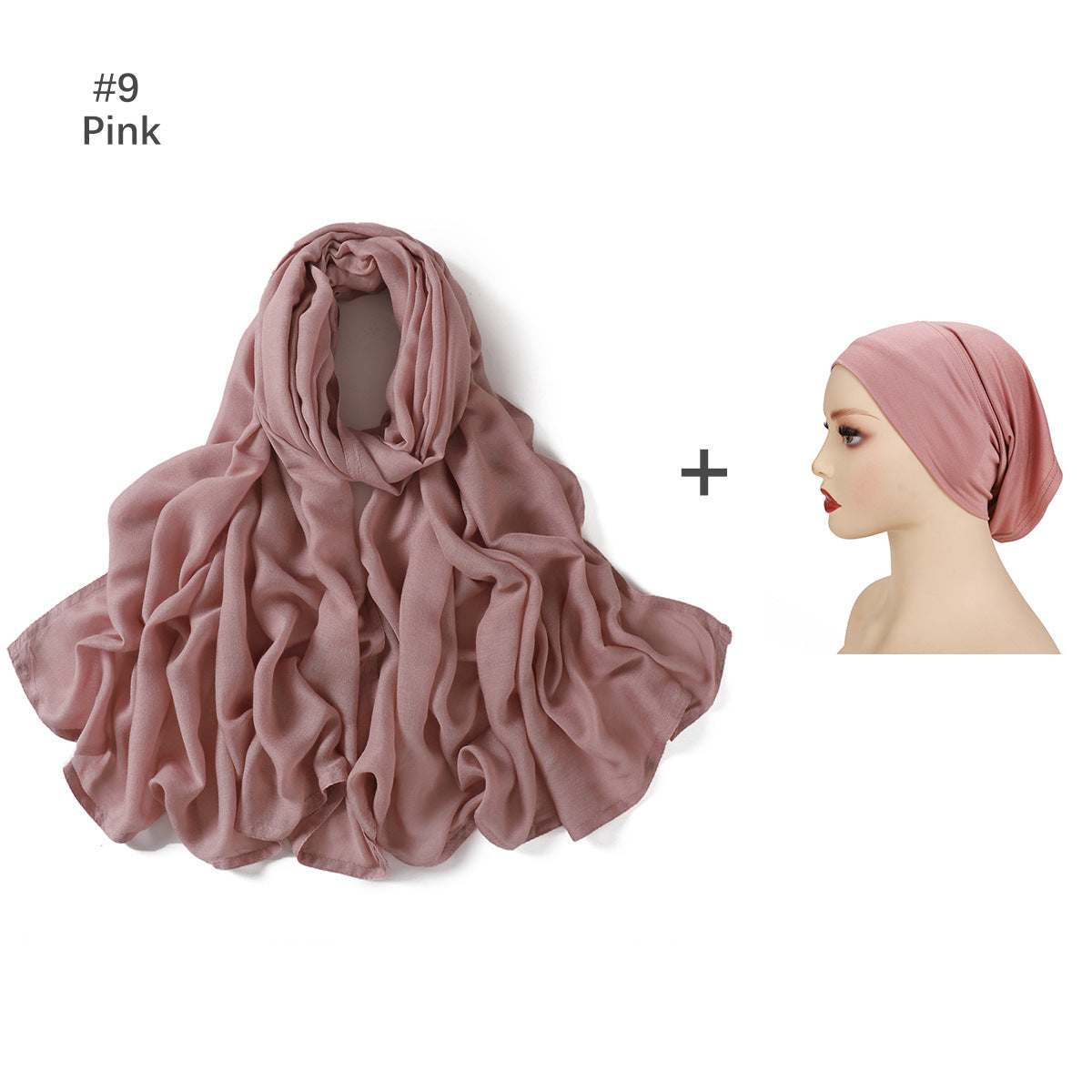Rayon Scarf and Elastic Cap Set