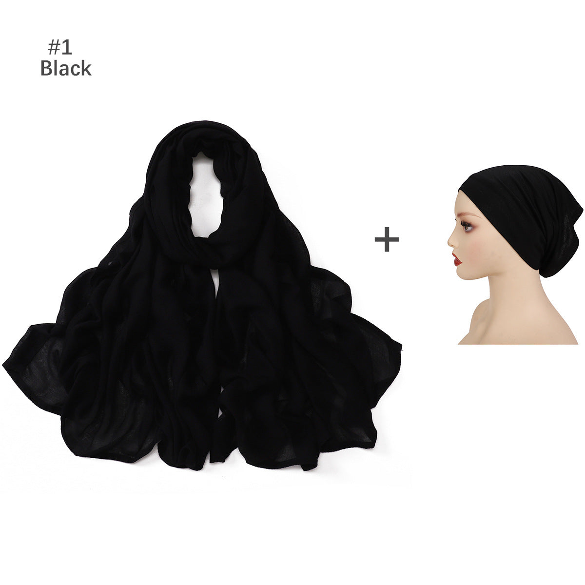 Rayon Scarf and Elastic Cap Set