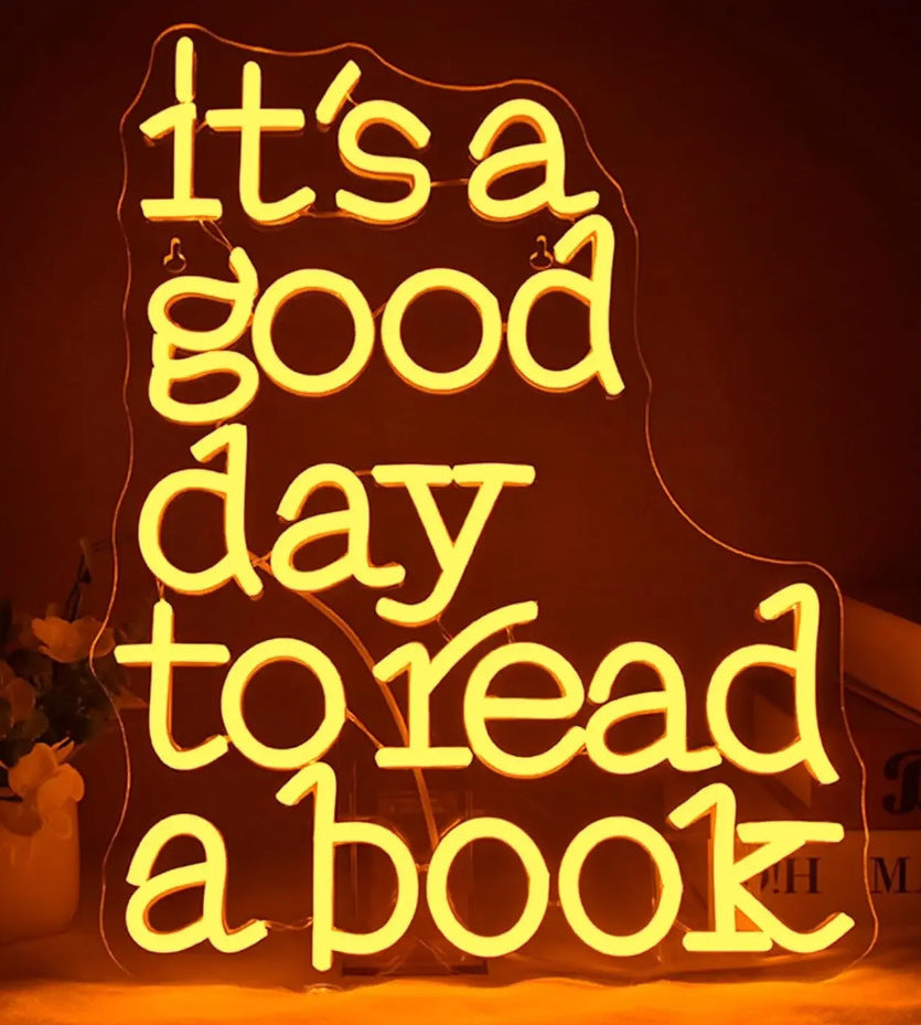 Reading Books Neon Sign