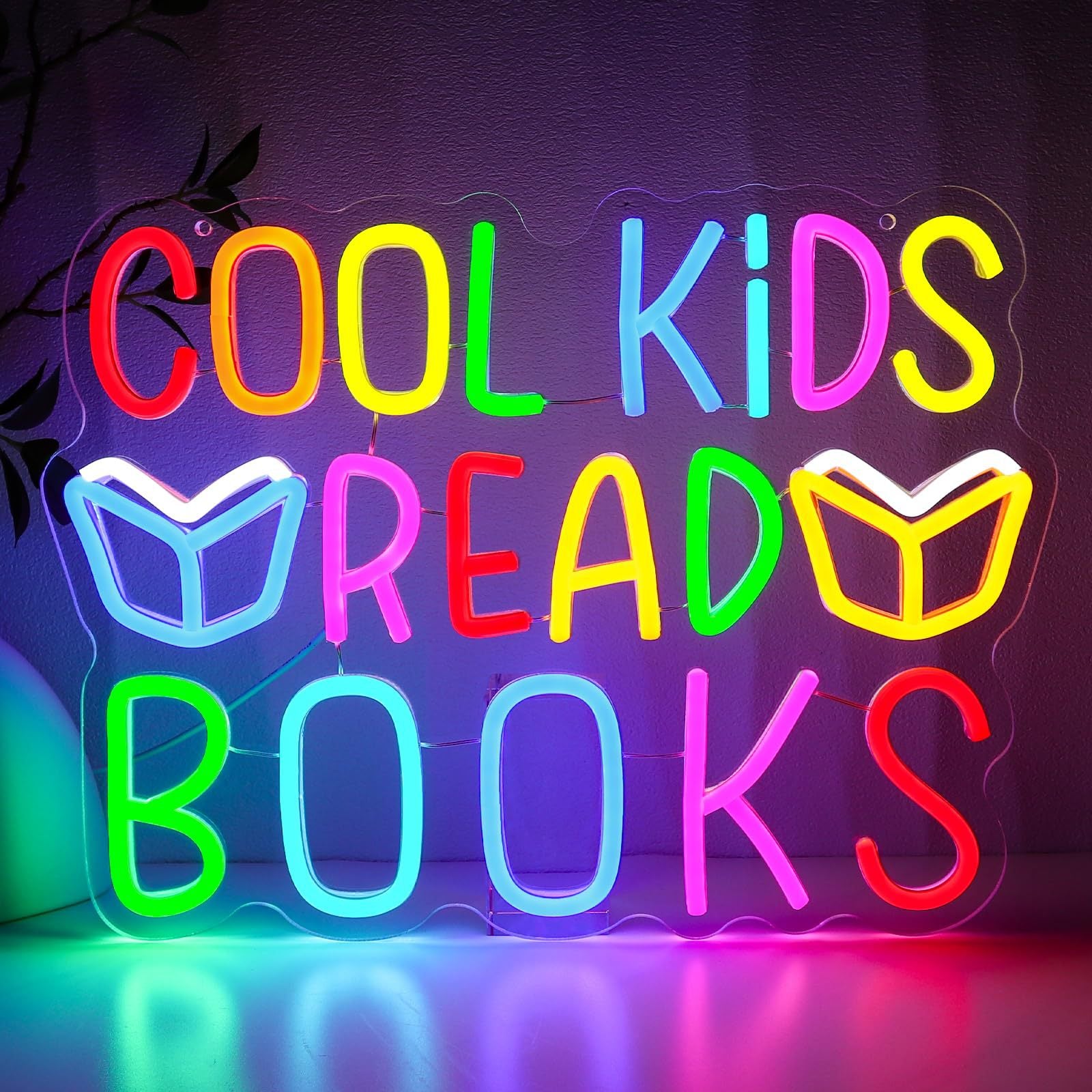 Reading Books Neon Sign
