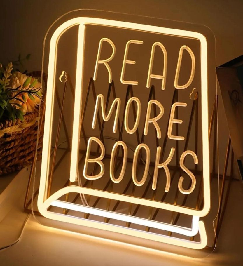 Reading Books Neon Sign