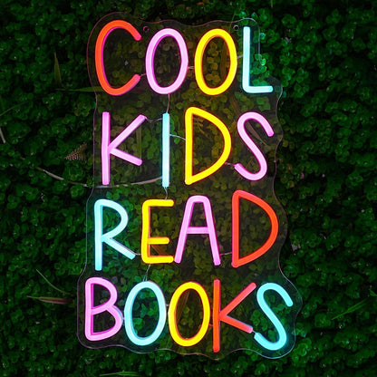 Reading Books Neon Sign