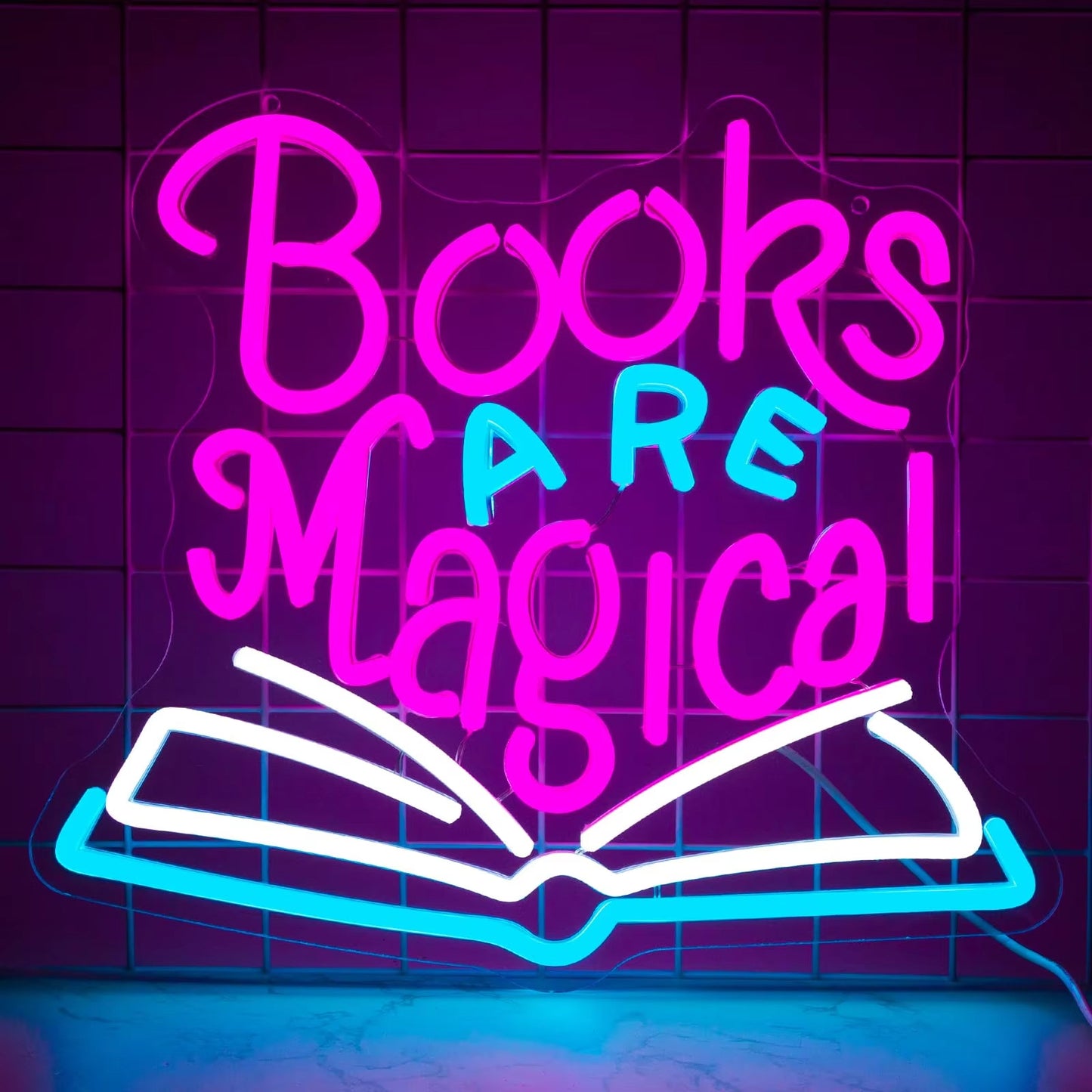 Reading Books Neon Sign