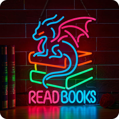 Reading Books Neon Sign