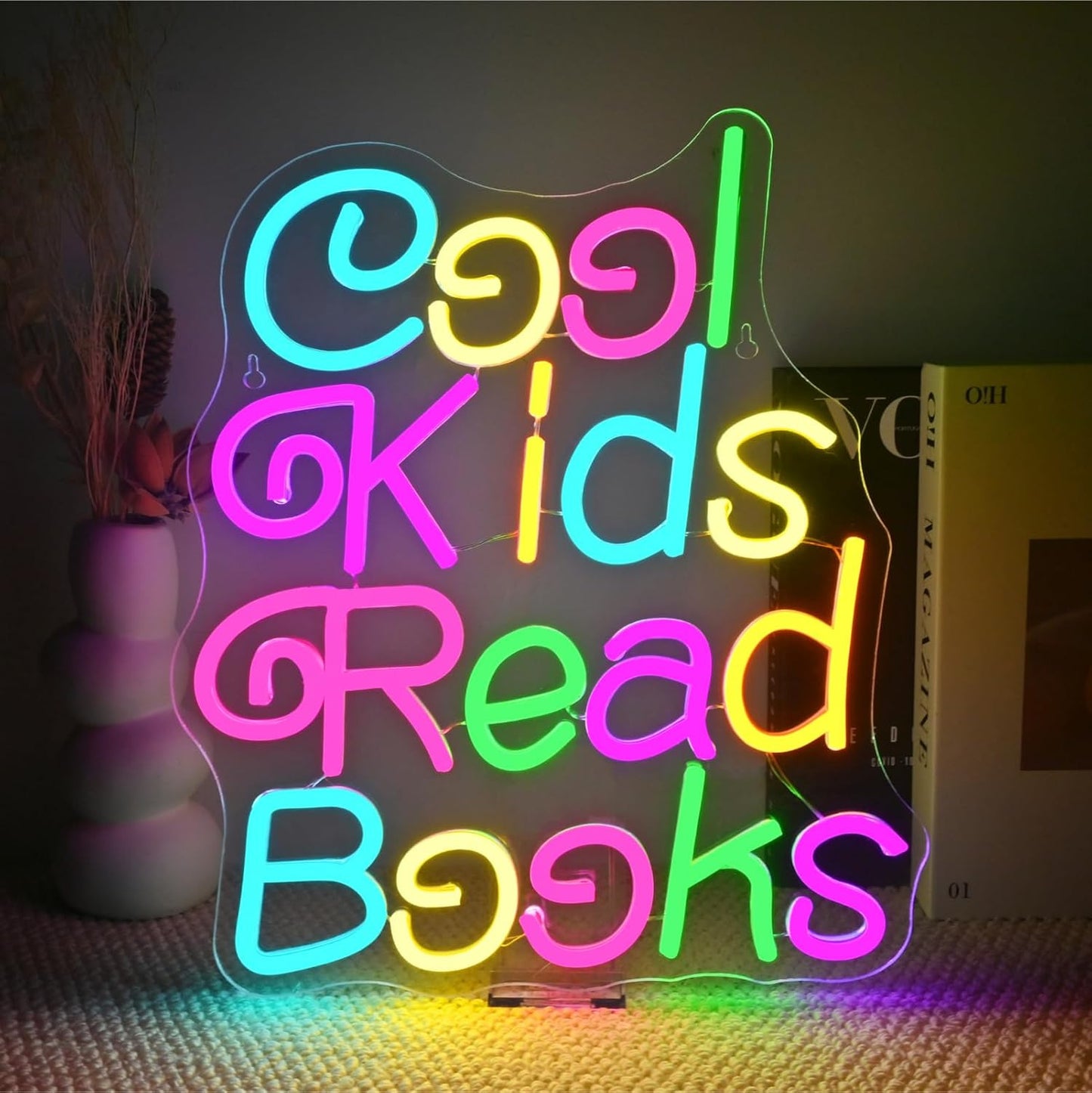 Reading Books Neon Sign