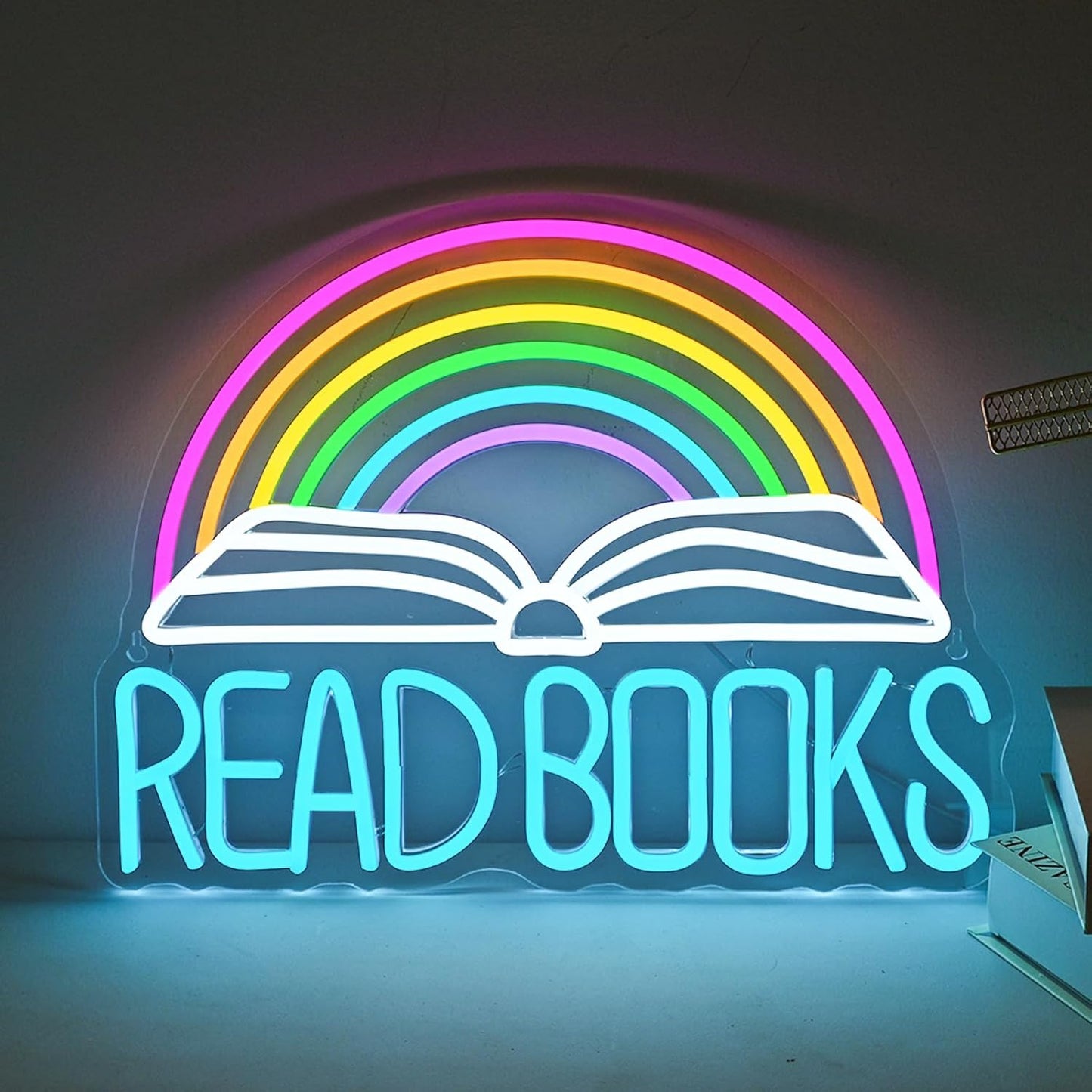 Reading Books Neon Sign