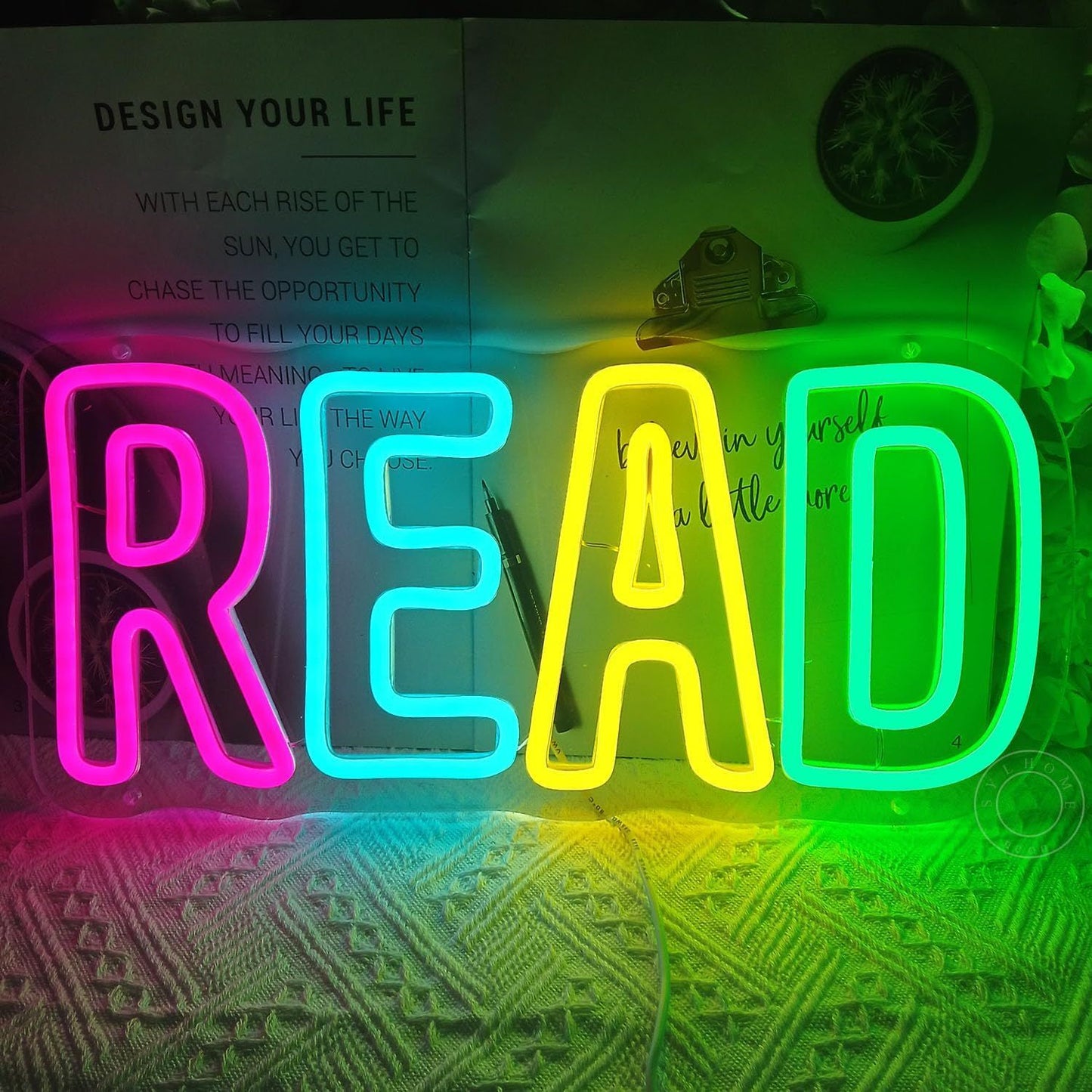 Reading Books Neon Sign