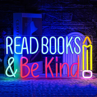 Reading Books Neon Sign