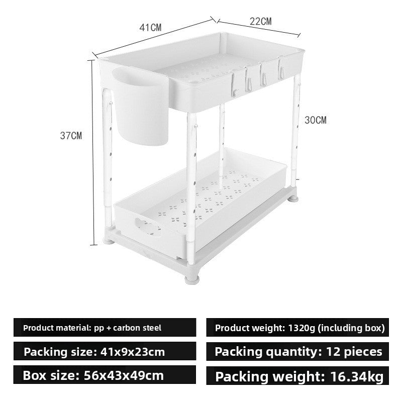 Ready-Made Pull-Out Drawer Basket Kitchen Cabinet Storage Rack under the Sink Storage Rack Organizing Rack Removable