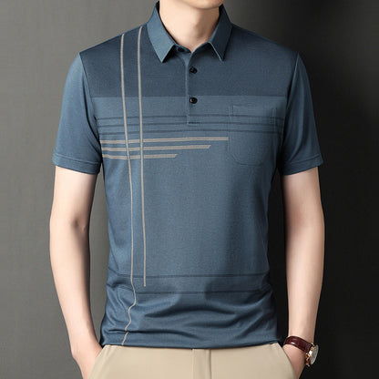 Real Flap Pocket Pantss Thin Stripesd Polo Shirt
