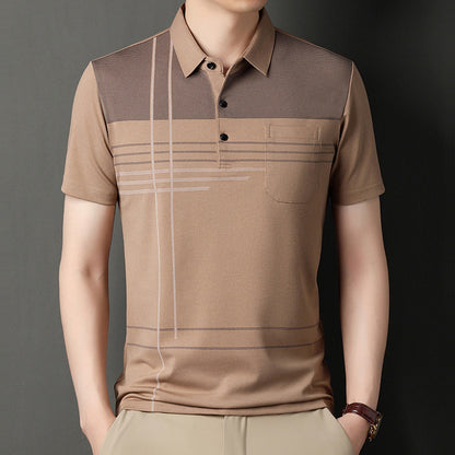 Real Flap Pocket Pantss Thin Stripesd Polo Shirt