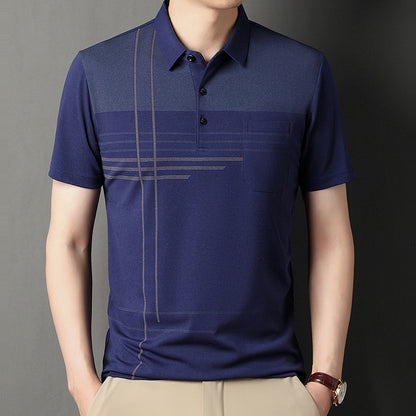 Real Flap Pocket Pantss Thin Stripesd Polo Shirt