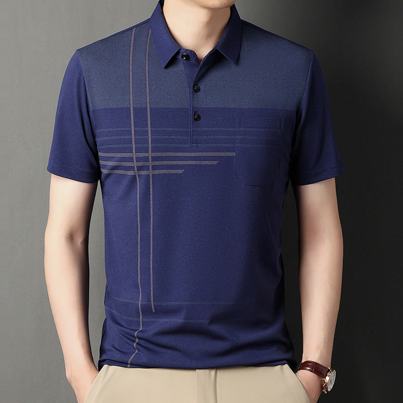 Real Flap Pocket Pantss Thin Stripesd Polo Shirt