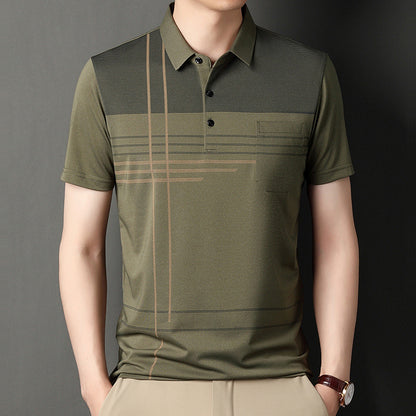 Real Flap Pocket Pantss Thin Stripesd Polo Shirt