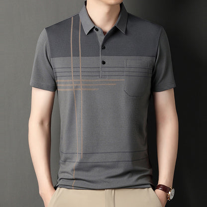 Real Flap Pocket Pantss Thin Stripesd Polo Shirt