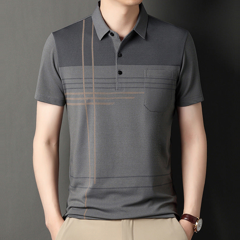 Real Flap Pocket Pantss Thin Stripesd Polo Shirt
